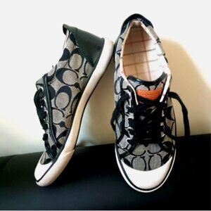 Coach Barrett Sneakers Signature Coach Pattern Canvas & Patent Leather size 7.5